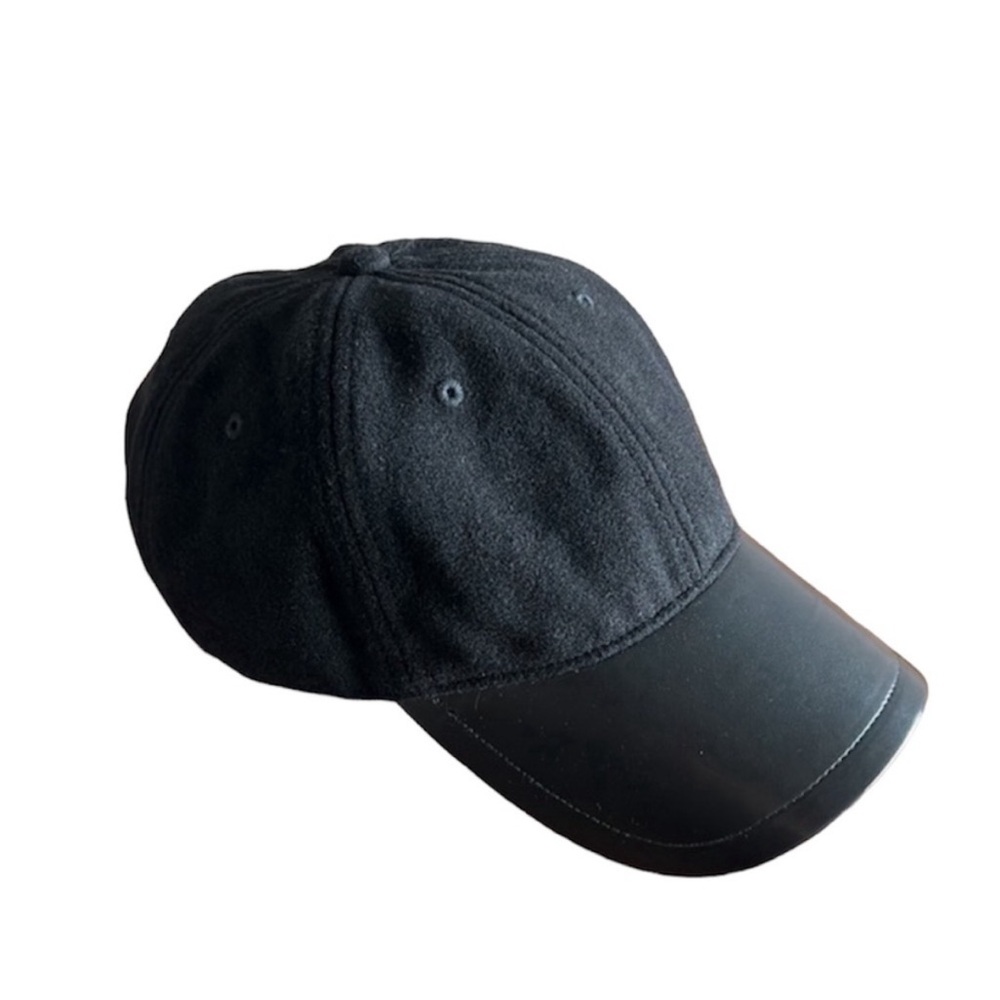 ALLSAINTS Leather and Wool black adjustable Baseball Cap Hat
